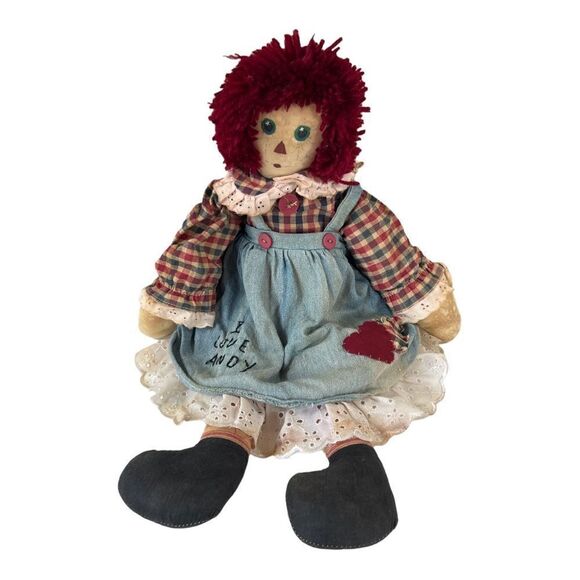3PC Vintage Raggedy Ann & Andy Primitive Fabric Dolls  (Set of 3) - Picture 6 of 16
